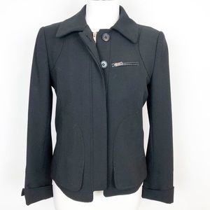 ANN TAYLOR BLACK ZIP FRONT BLAZER JACKET